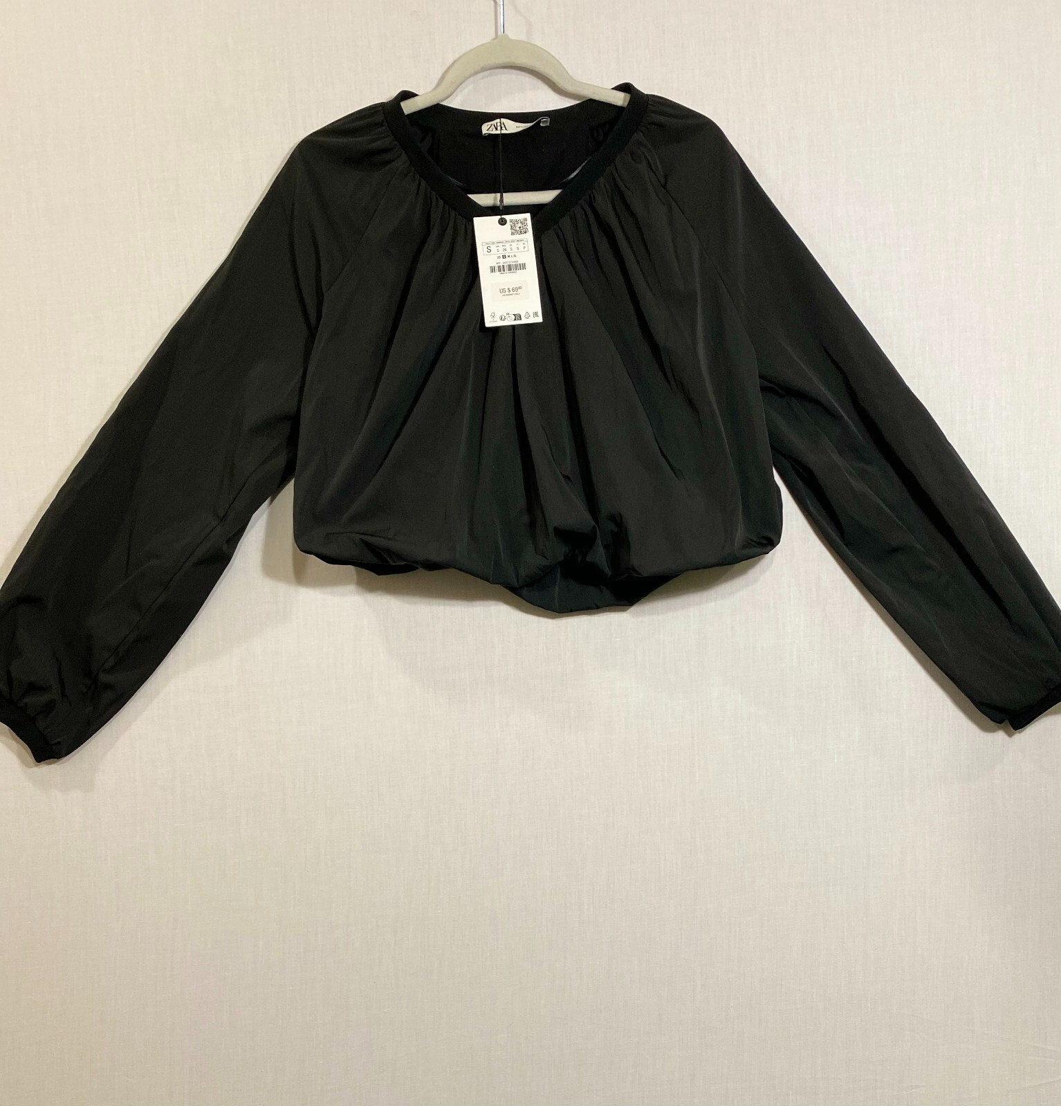 Zara Balloon Top ZW Collection - Sz. S - Black | eBay