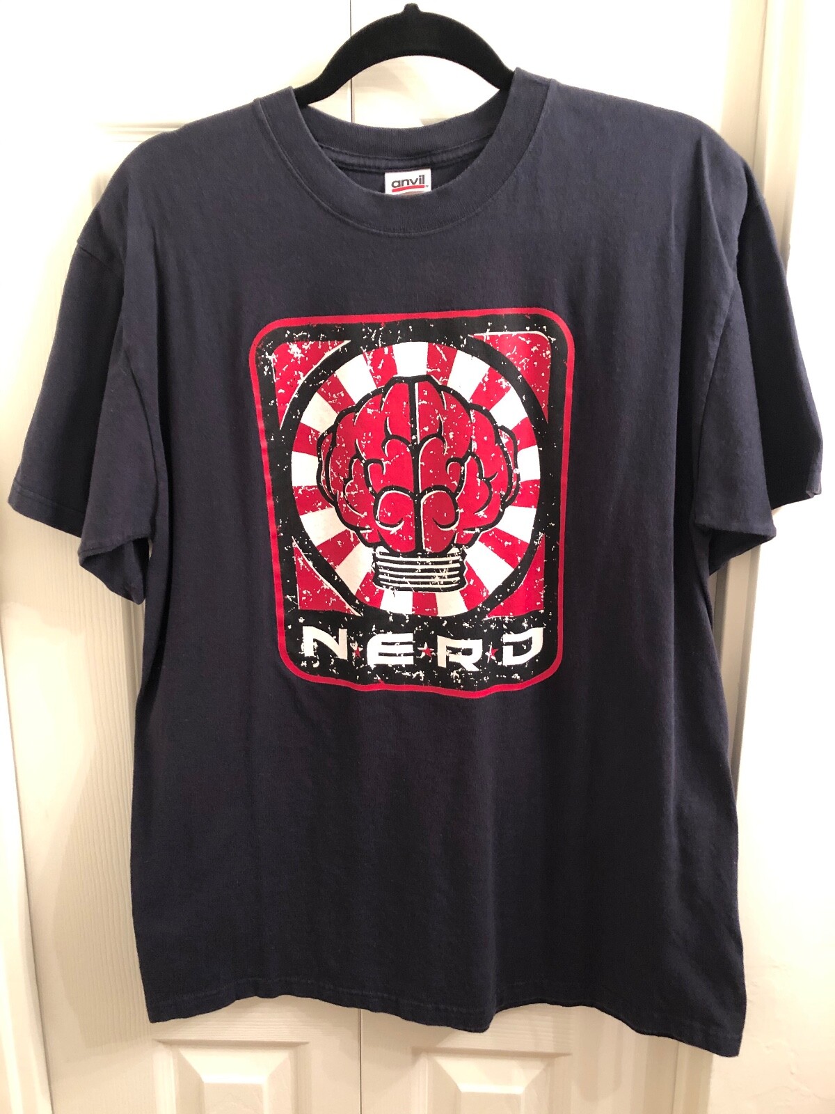 N.E.R.D. Brain Navy Vintage T Shirt Pharrell Williams Mens Size