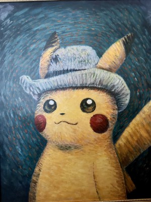 Pokemon Pikachu Van Gogh Museum Amsterdam Giclee on Canvas 95x75