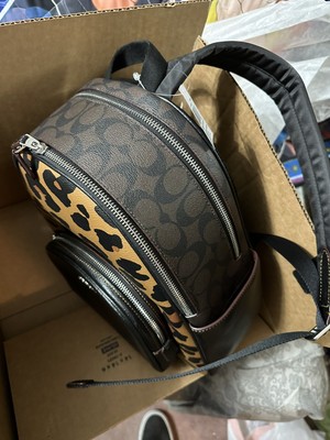 NWT COACH CN764 Court Backpack With Signature Canvas And Leopard
