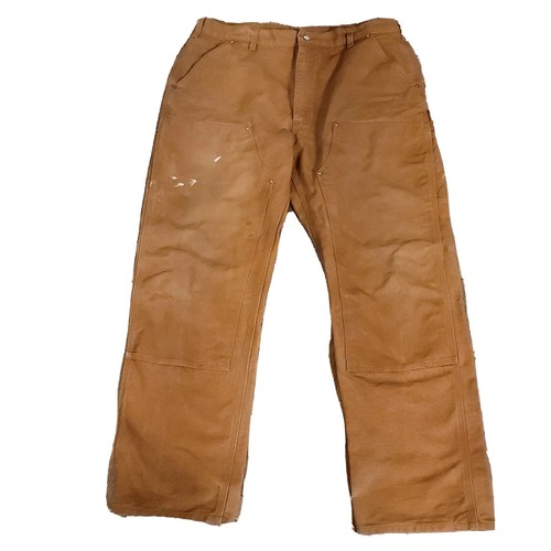 Carhartt B01 BRN Duck Double Knee Distressed Work Pants Sz 40 X 32