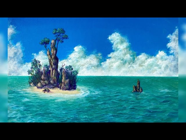 3分で学ぶアクリル画】海と孤島を描く/Acrylic paint ZiNART - YouTube