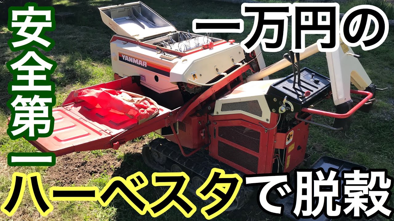 ハーベスタで脱穀 - YouTube