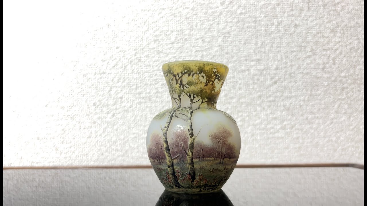 ドーム兄弟（ドームナンシー）白樺と風景が描かれたコロン型花瓶の魅力