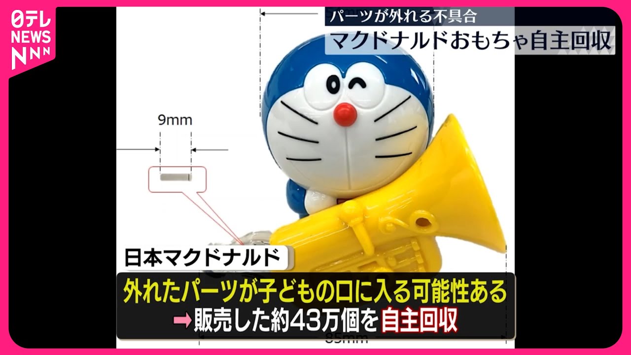 43万個を自主回収へ】マクドナルド「ハッピーセット」おもちゃパーツに