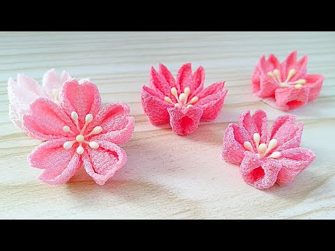 簡単】桜🌸つまみ細工の作り方✨【カワイイ】DIY How to make cherry