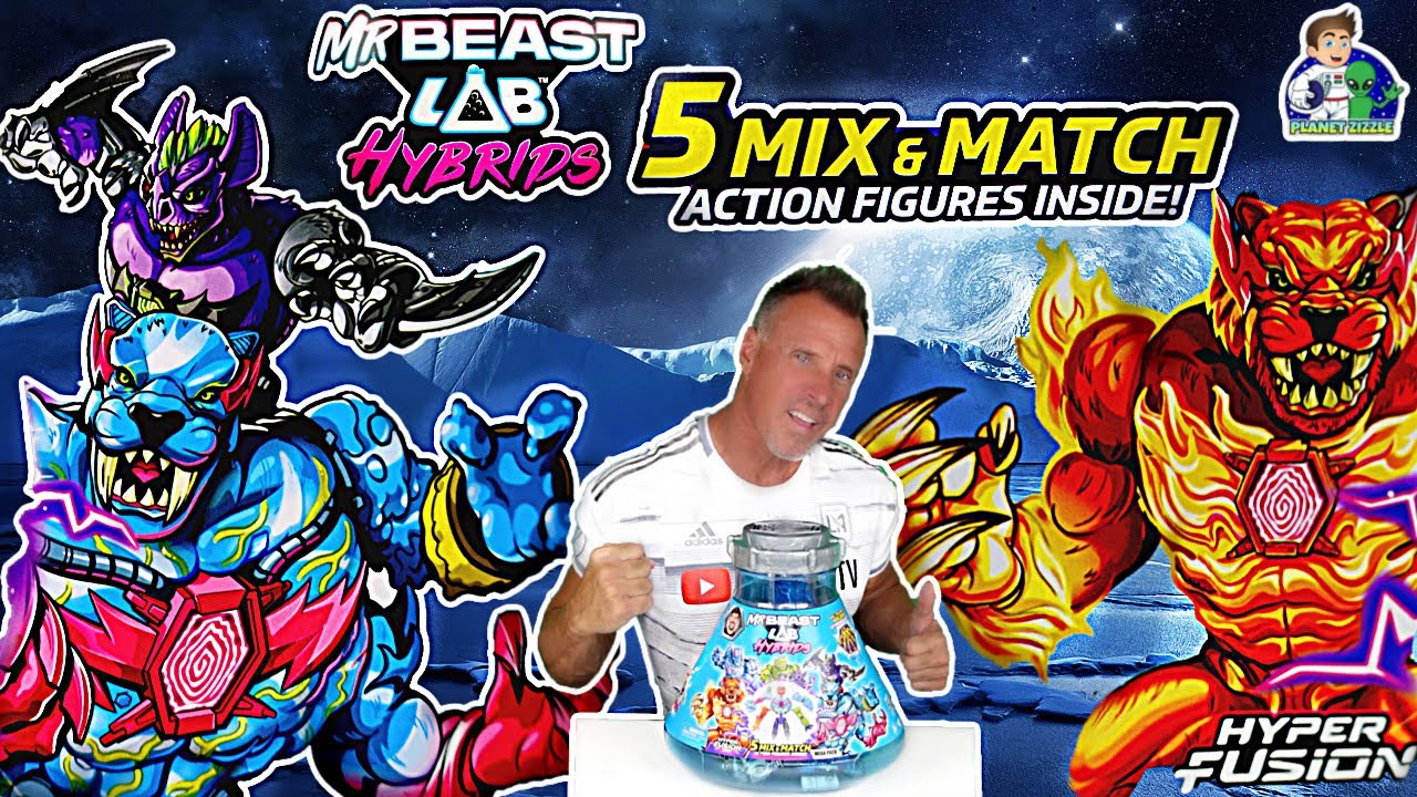 Mr Beast Lab Hybrids 5 Mix & Match action figures Hyper Fusion