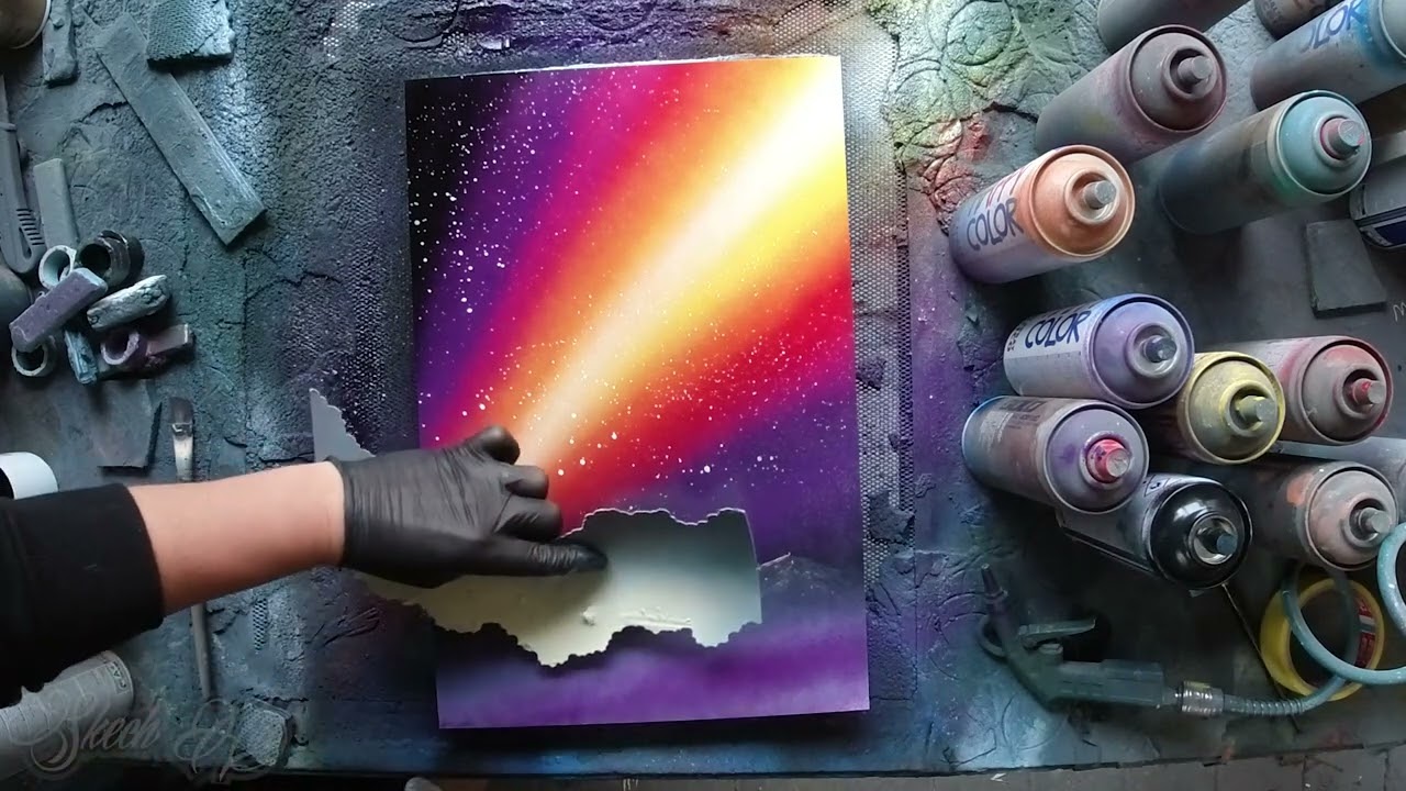 Galactical Meteor Shower - SPRAY PAINTING ART by Skech - YouTube