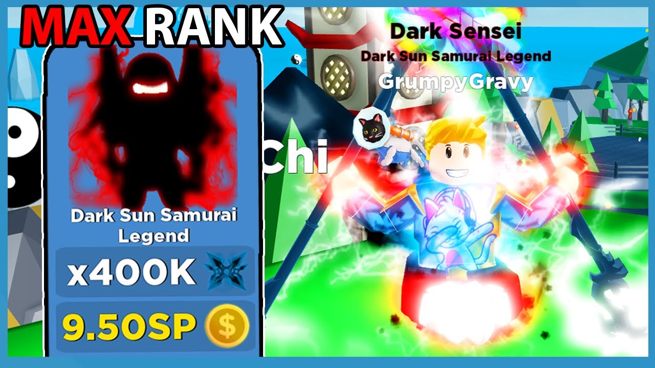 Becoming Max Rank Dark Sun Samurai Legend! X400K BOOST! Roblox