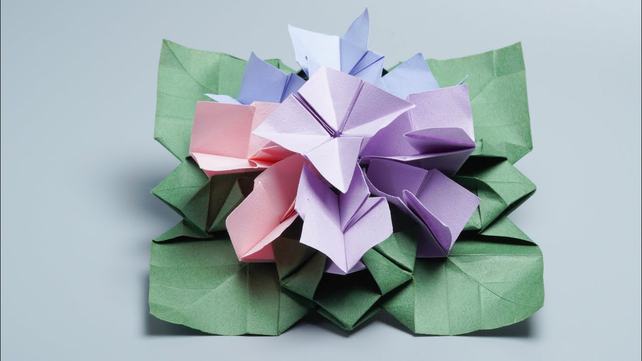 Origami Hydrangea / Flower By Kusudama 摺紙 繡球花 折り紙 紫陽花