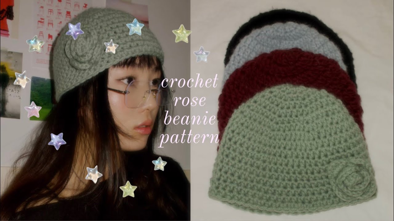 crochet rose beanie pattern 🌹 easy tutorial ! - YouTube