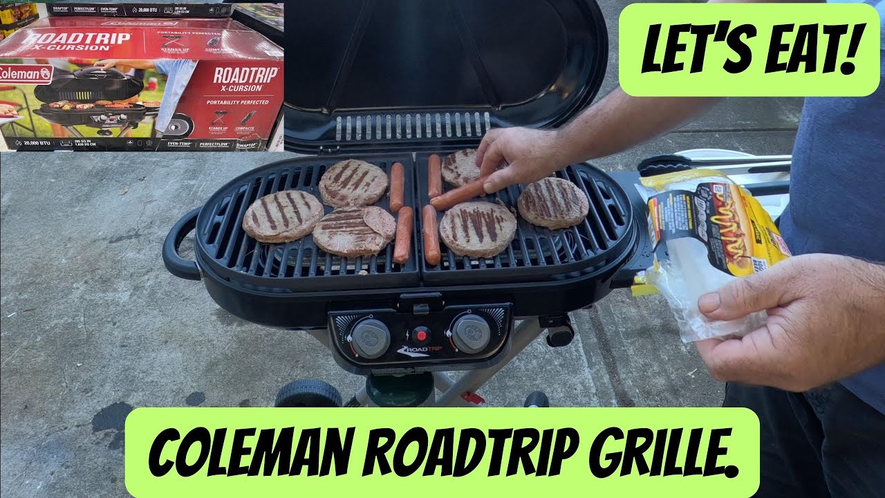 Coleman X Cursion outdoor grille. Let's make some burgers! - YouTube