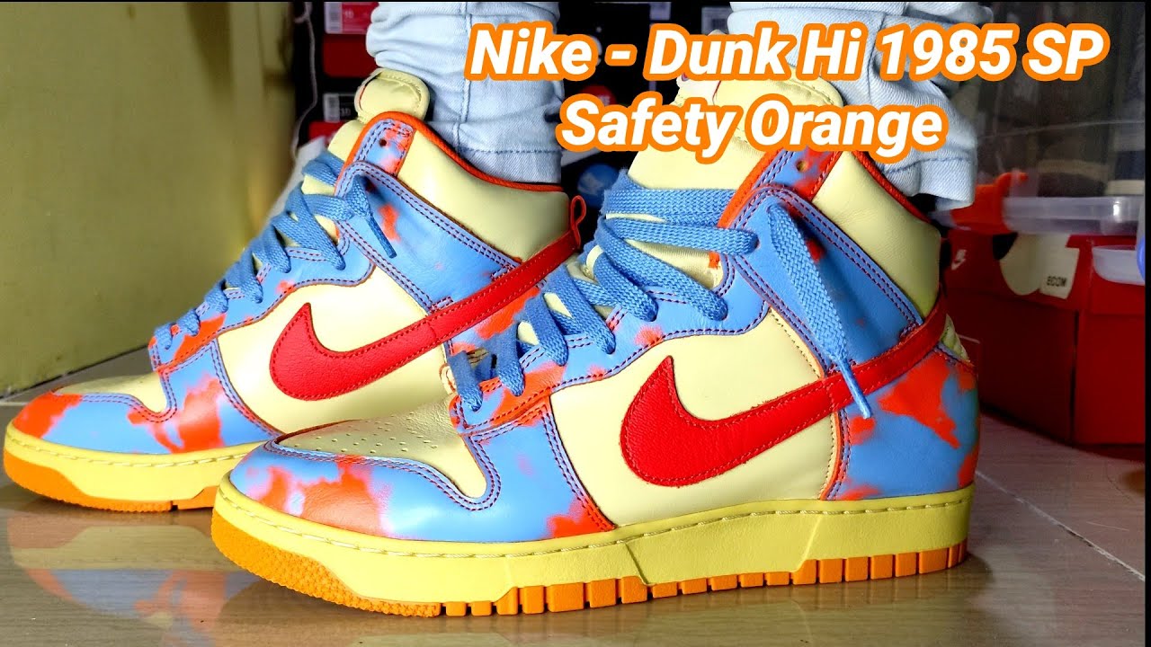 Nike - Dunk Hi 1985 SP (Safety Orange) Acid Wash Orange Blue