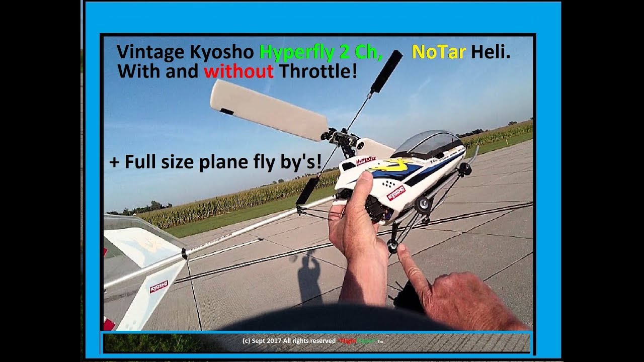 Kyosho Hyperfly NO tail rotor heli Demo, with & without Throttle