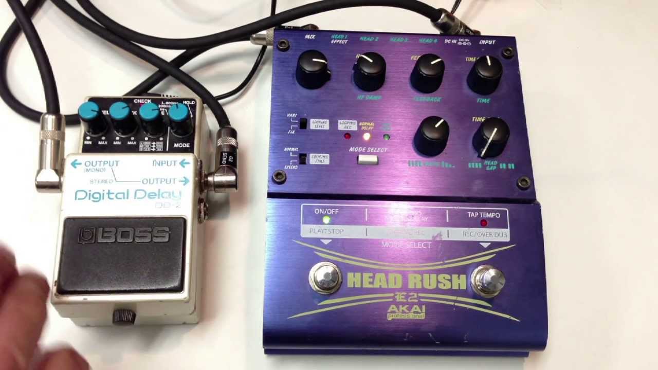 Boss DD-2 vs Akai Head Rush E2 - YouTube