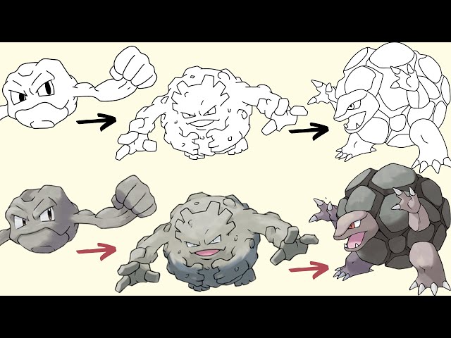 イシツブテ、ゴローン、ゴローニャの描き方 | ポケモンの進化 - YouTube