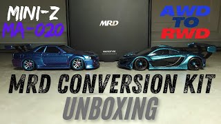 MRD RWD Conversion Kit For MINI-Z MA-020 AWD: Unboxing and
