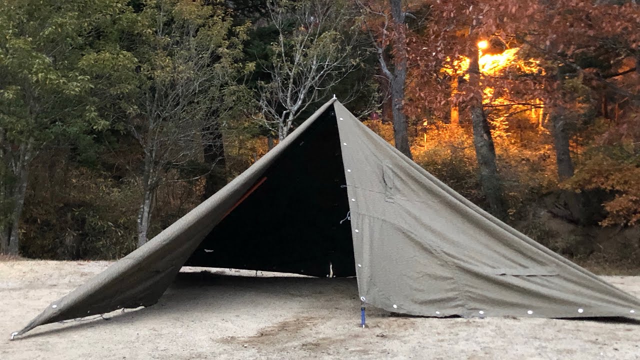 東ドイツ軍幕4枚張り二股化と焚き火in水の森公園キャンプ場11/22~23