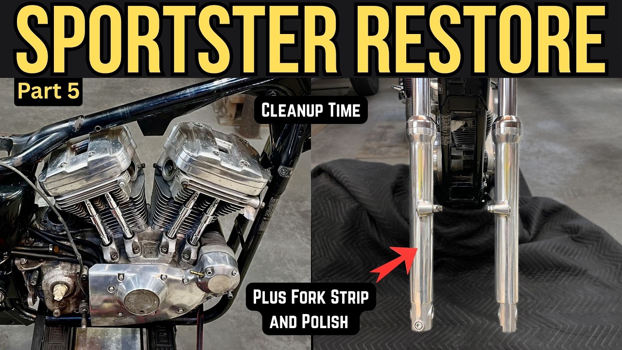 SPORTSTER 883 RESTORE Part 5. Cleanup Time + Fork Slider Polish