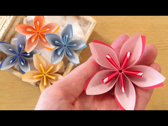 折り紙 裏】アレンジ ずらし花 折り方 - YouTube