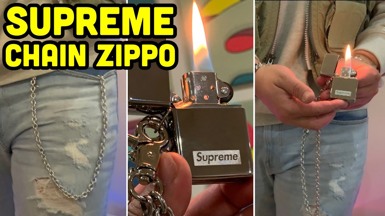 SUPREME CHAIN ZIPPO SILVER ON BODY LOOK + FILL UP AND UNBOXING