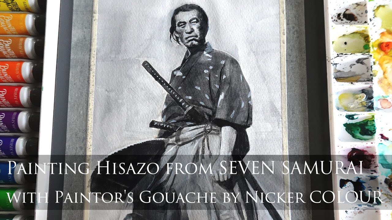 ニッカー絵具「ペインターズガッシュ」で七人の侍の久蔵を描く