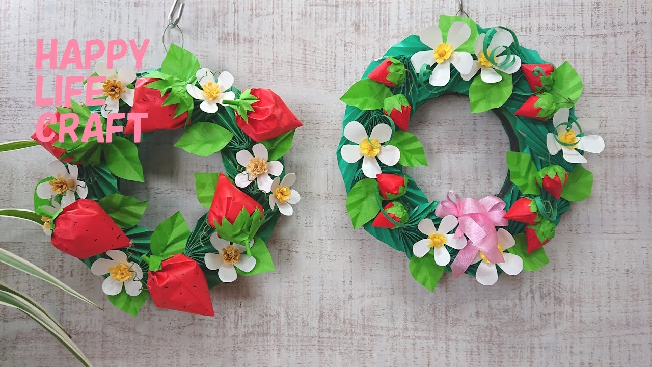 ソラ♡ハート型♡苺フルーツ フラワーリース ソラ♡ハート型♡苺フルーツ