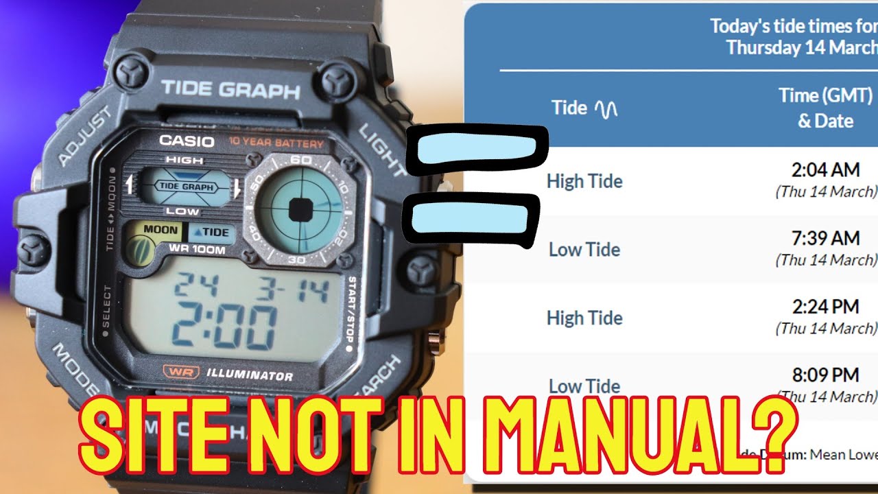 Casio WS-1700H | Set Tide Graph & Moon Phase for YOUR Location