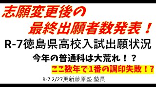 R7-徳島県の高校入試 志願者変更後の最終出願者数発表！ - YouTube