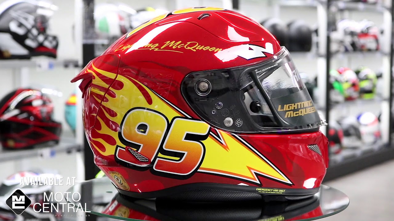 HJC Lightning McQueen helmet at Moto Central - YouTube