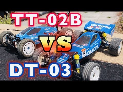 Which is faster? [TT-02B VS DT-03] Tested in Tamiya RC Car Grand