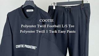 COOTIE / Polyester Twill Football L/S Tee -Black-