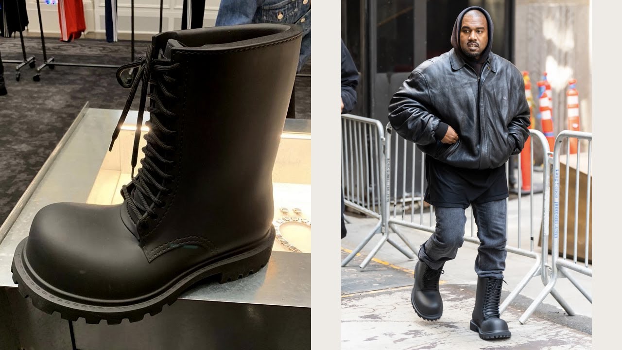 Kanye West debuts the BEST Balenciaga boots I have ever seen - YouTube