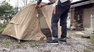 バンドックソロドーム・サンドベージュを試し張り。おばあちゃん家の庭