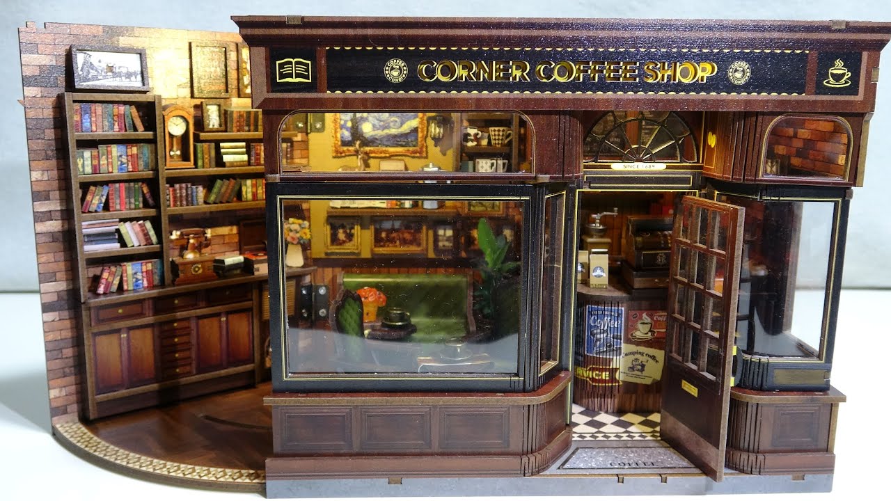 DIY Miniature Dollhouse kit「CORNER COFFEE SHOP」ドールハウス