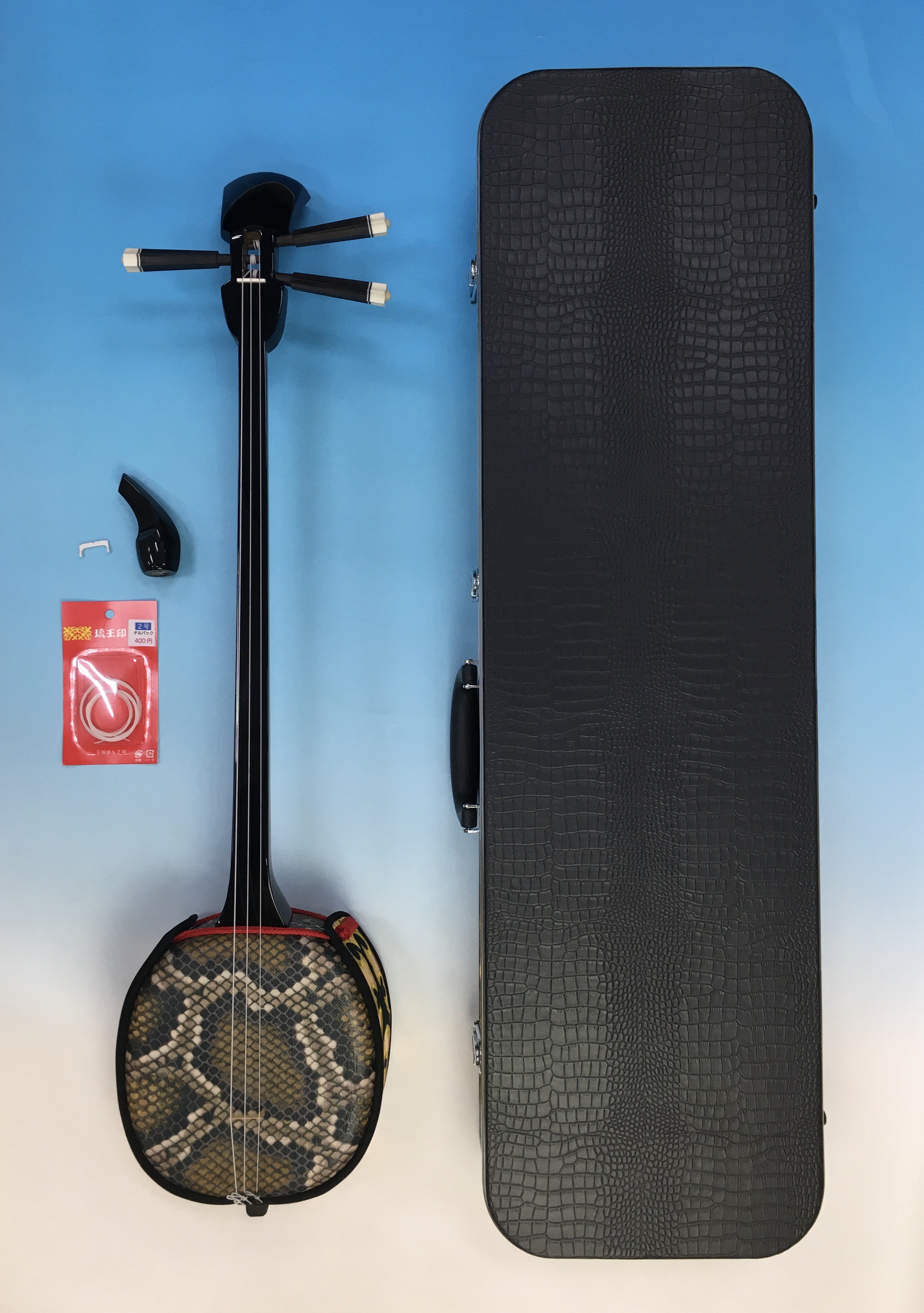 沖縄三線黒檀塗なし与那城型棹のみ