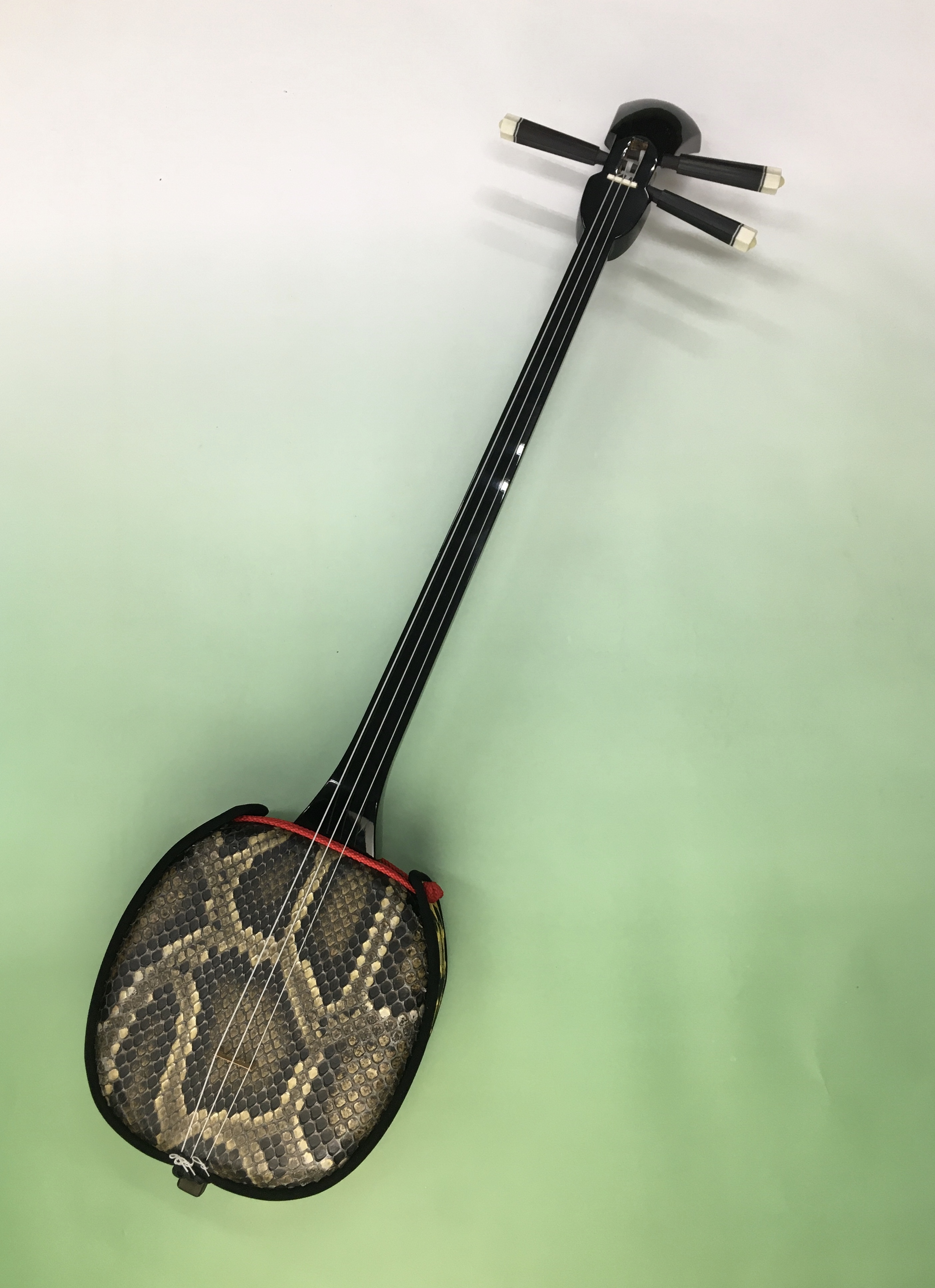 ヘビ皮 三線本体 3弦 黒/ベージュ 三線本体 蛇皮模様 3弦 人工革 沖縄
