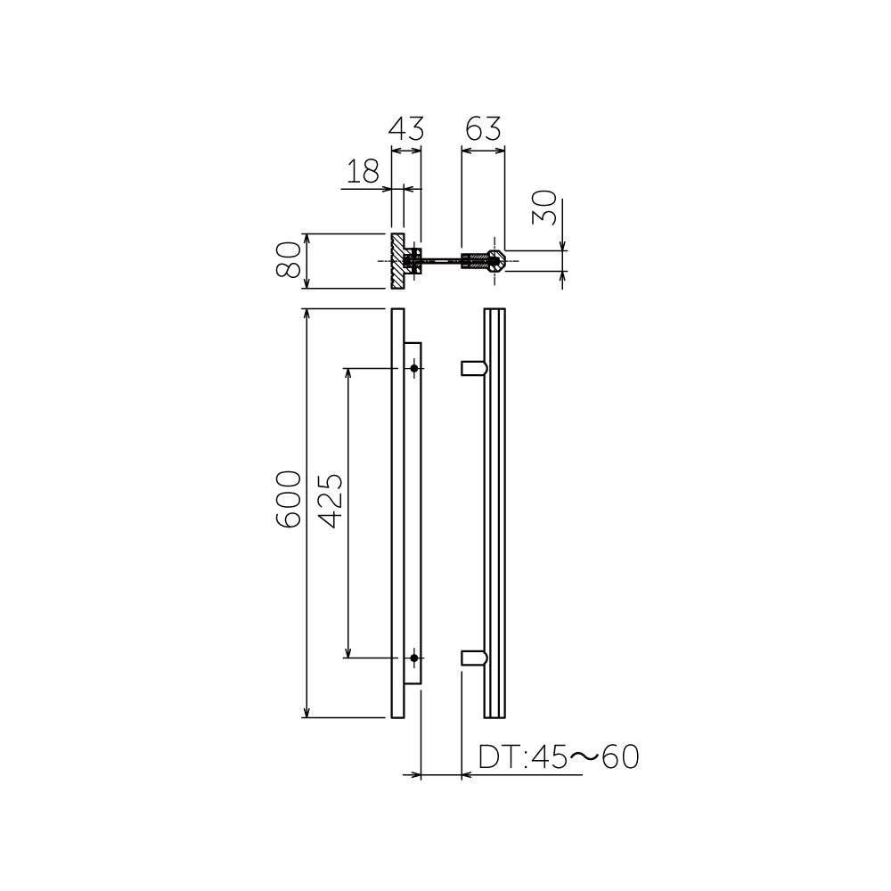 MDW-420（押板＋八角ハンドル）｜サウナハンドル（押し棒）｜MARUKI