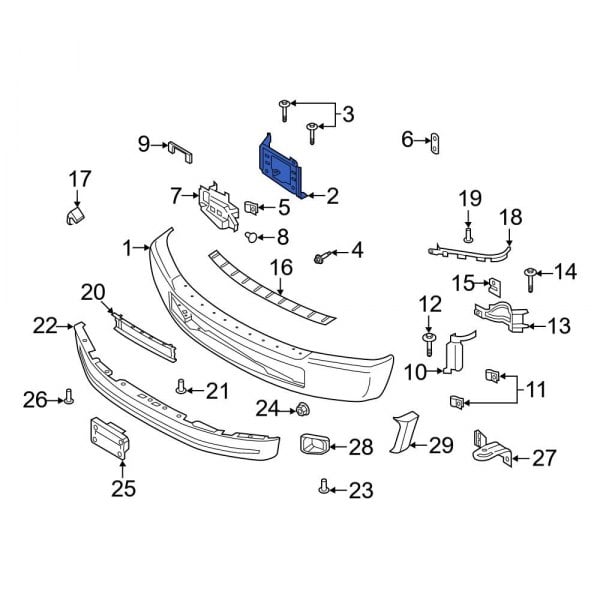 Ford OE LC3Z17B985A - Front Left Bumper Face Bar Mount