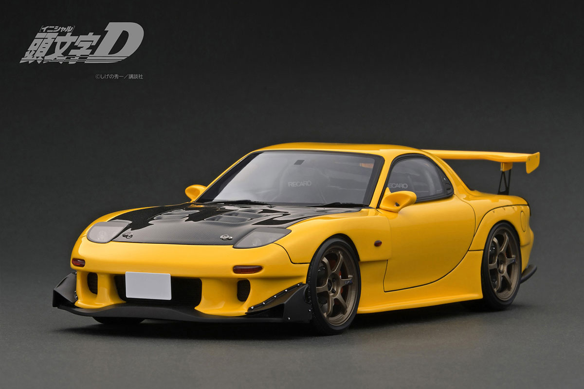 IG3801 1/18 INITIAL D Mazda RX-7 (FD3S) Yellow with LED light