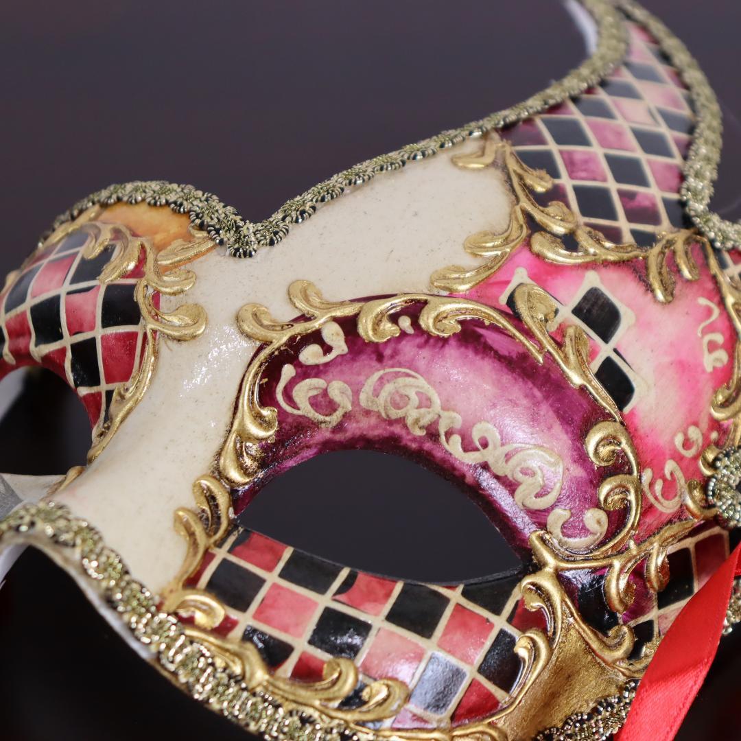 ベネチアンマスク カーニバルマスク 仮面 ハーフ チーニョ レッド