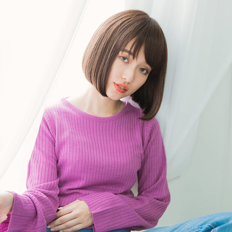 天使のボブ人毛MIX フルウィッグ ミディアム｜リネアストリア