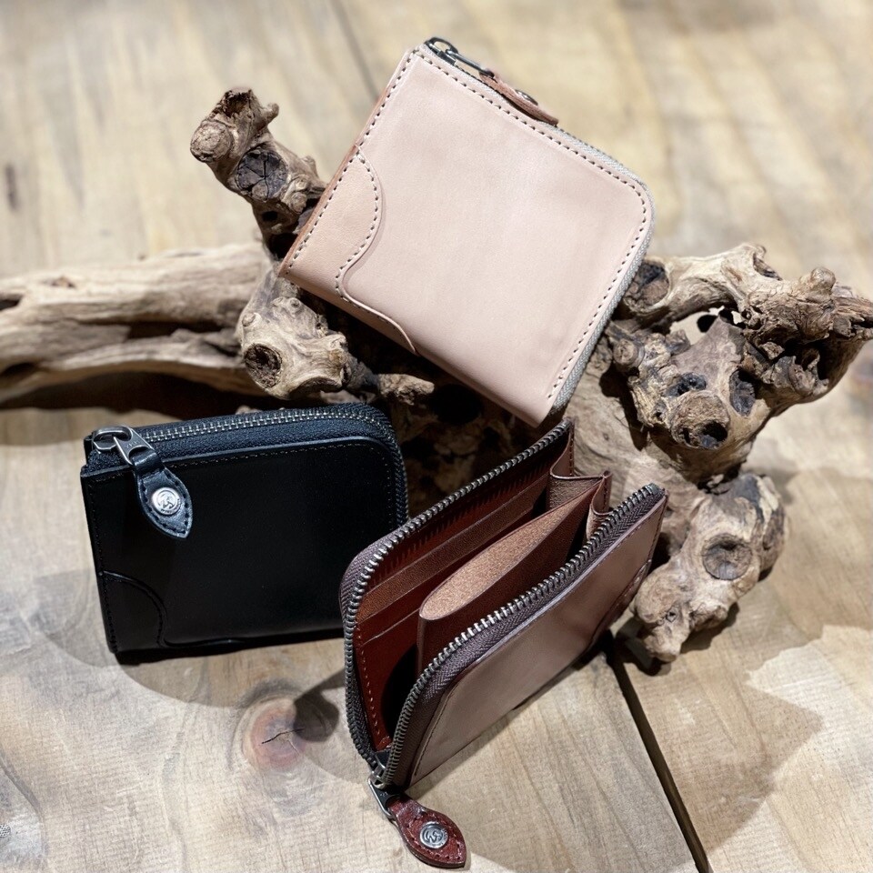 コンパクトウォレット 牛革 日本製 L字 ファスナー ミニ財布