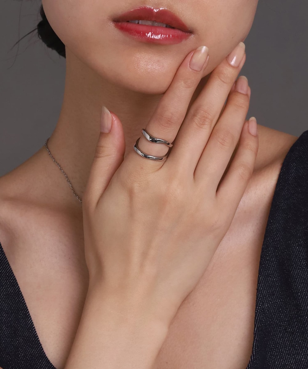 LHME ブランチ2連リング/シルバー/サージカルステンレス 金属