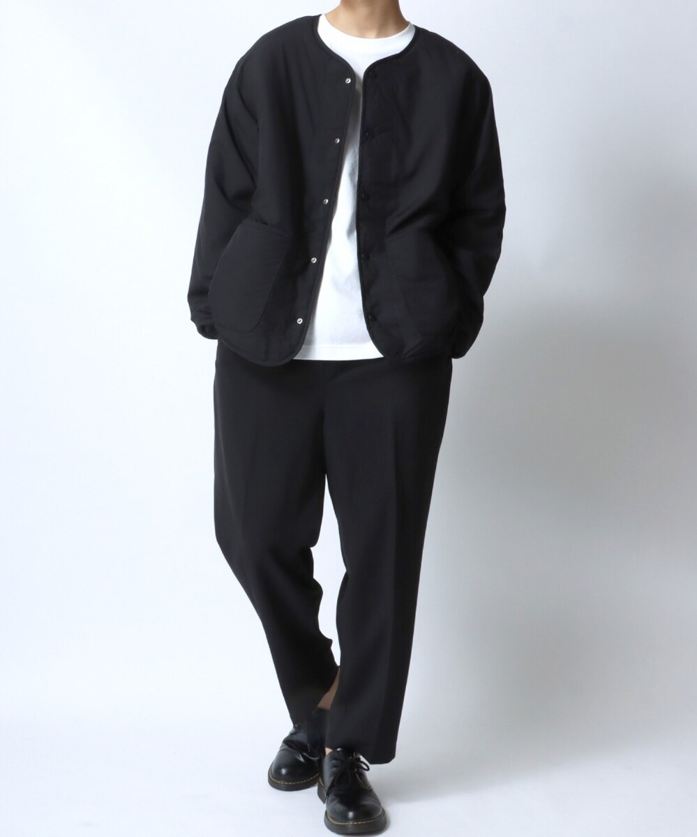 リップストップ 撥水 ノーカラージャケット/中綿インナーダウン