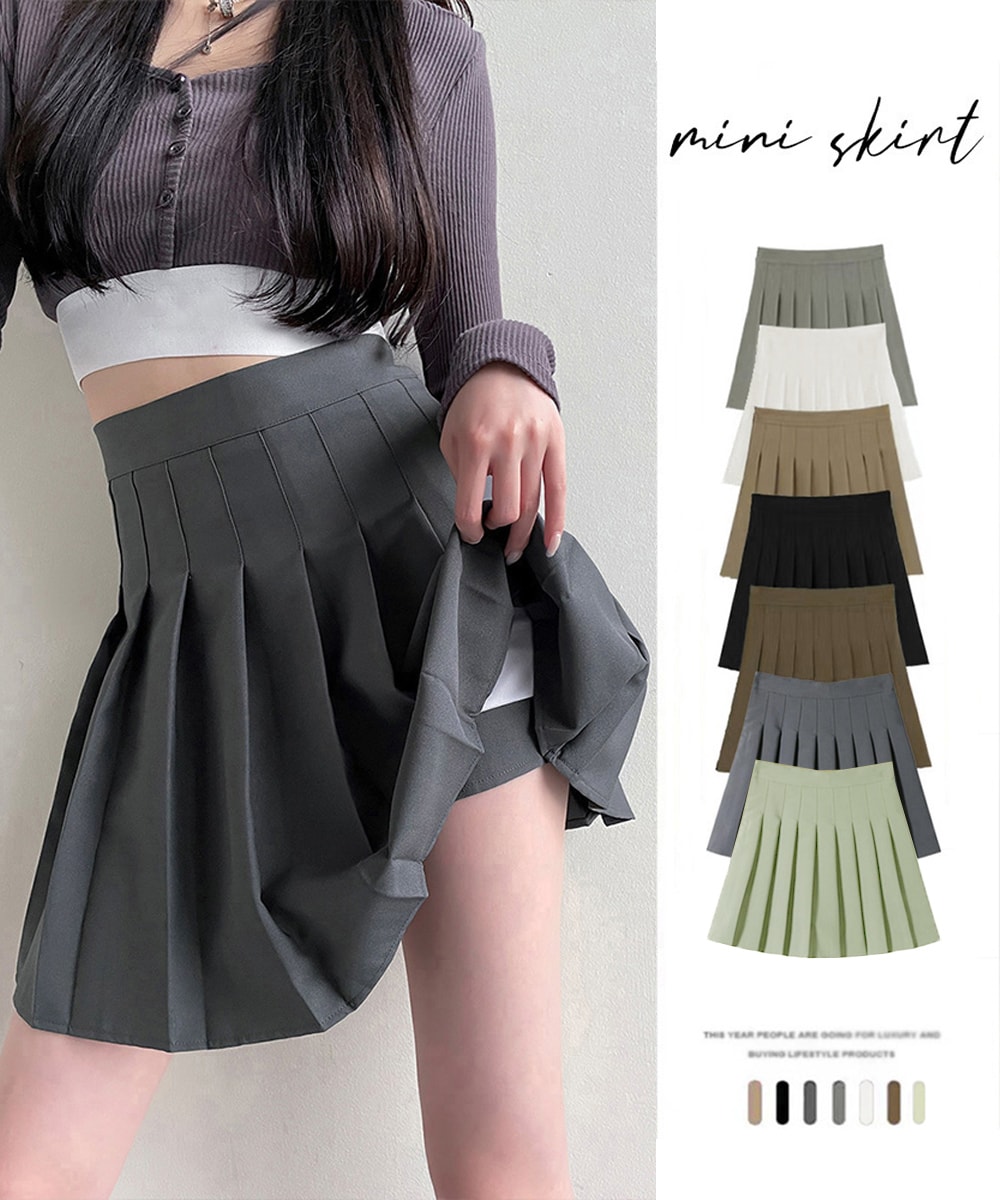SEA サージ オーバーライニング ボックスプリーツ ミニスカート SEA