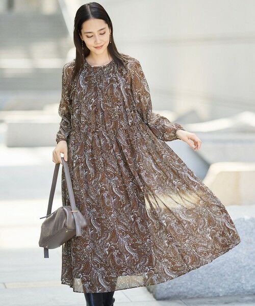 セール】 【SHIHOさん着用】ペイズリープリント ワンピース （ロング