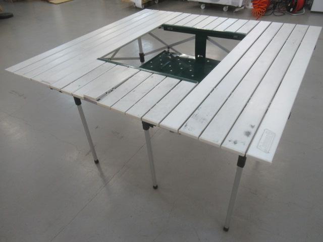 グリルラック付ツーウェイアルミロールテーブルスクエア | アウトドア