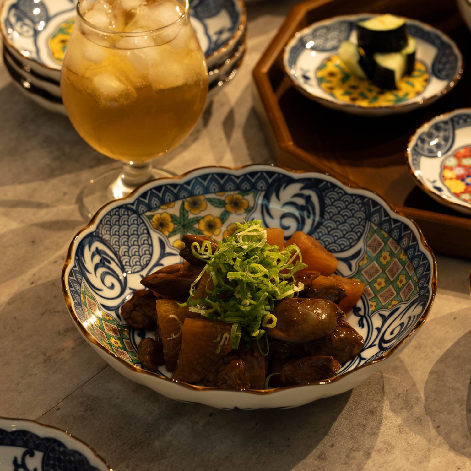 M-mode マルサン近藤 藍染小紋-アイゾメコモン- 深皿(21cm)黄彩[定番