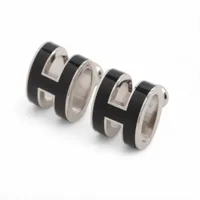 エルメス Hロゴ ピアス(片耳用) メタル ブラック×シルバー シングル